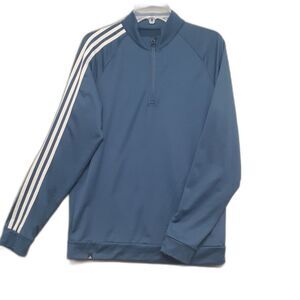 ADIDAS Golf Men's Small Blue Gray Coat Athletic Jacket Top Zip Only Pullover